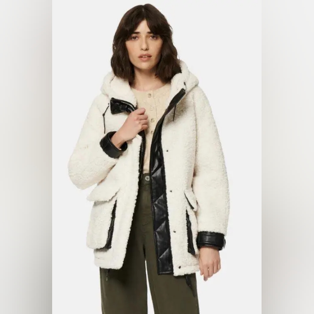 Marc New York Saros Hooded Sherpa Bomber Jacket Large